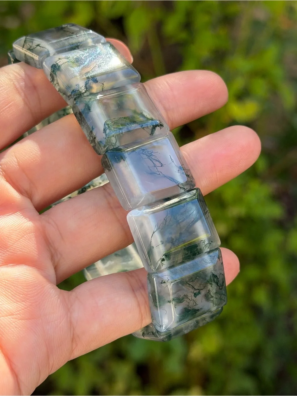 High Quality Translucent Moss Agate Soft Bangle 1661